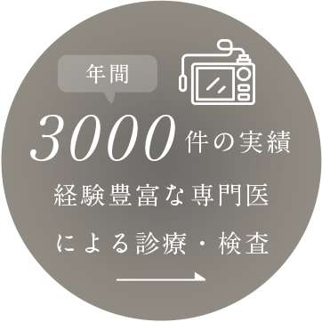 年間3000件の実績。経験豊富な専門医による診療・検査